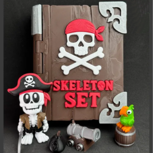 جعبه اسکلت دزد دریایی و کتاب سه بعدی